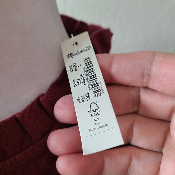 NWT Madewell Boho Festival Dress Large Western Eyelet Ruffle Embroidery Burgundy - Picture 12 of 16